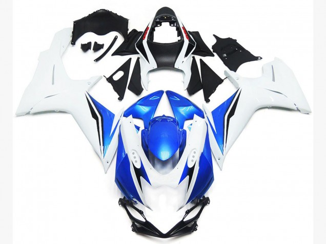 Stile Bianco Lucido & Blu 2011-2024 Suzuki GSXR 600-750 Carene Moto Stile Bianco Lucido & Blu 2011-2024 Suzuki GSXR 600-750 Carene Moto