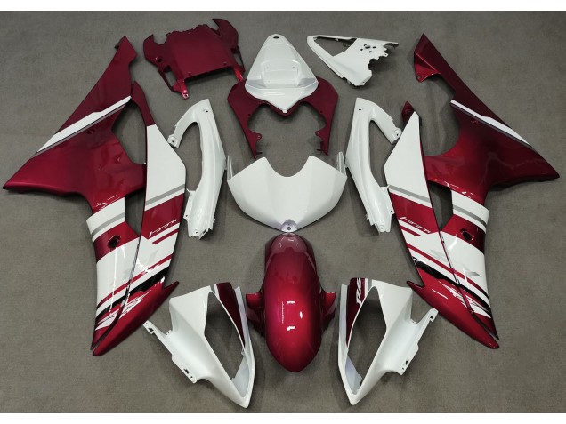 Stile Bianco Lucido & Rosso OEM 2008-2016 Yamaha R6 Carene Moto Stile Bianco Lucido & Rosso OEM 2008-2016 Yamaha R6 Carene Moto