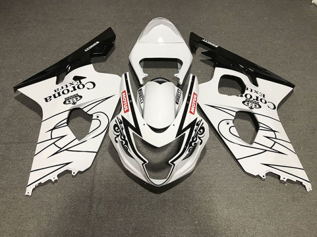 Stile Bianco & Nero Lucido Corona 2004-2005 Suzuki GSXR 600-750 Carene Moto Stile Bianco & Nero Lucido Corona 2004-2005 Suzuki GSXR 600-750 Carene Moto