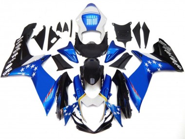 Stile Blu Con Stelle Rosse 2011-2024 Suzuki GSXR 600-750 Carene Moto