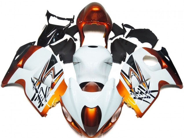 Stile Bronzo & Bianco 1997-2007 Suzuki GSXR 1300 Carene Moto Stile Bronzo & Bianco 1997-2007 Suzuki GSXR 1300 Carene Moto