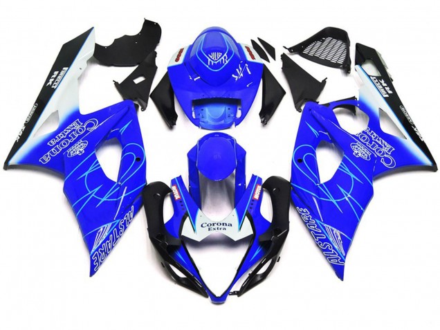 Stile Corona Blu & Bianco 2005-2006 Suzuki GSXR 1000 Carene Moto Stile Corona Blu & Bianco 2005-2006 Suzuki GSXR 1000 Carene Moto