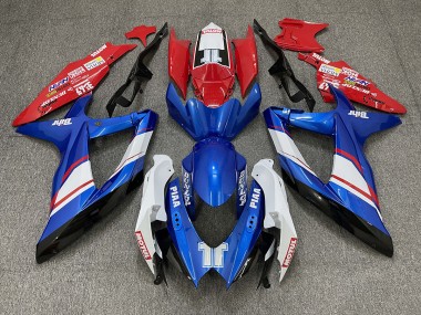 Stile Personalizzato Rosso Blu & Bianco Lucido 2008-2010 Suzuki GSXR 600-750 Carene Moto