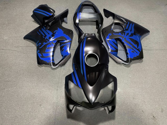 Teschio Nero Opaco & Blu 2001-2003 Honda CBR600 F4i Carene Moto