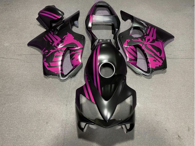 Teschio Nero Opaco & Rosa 2001-2003 Honda CBR600 F4i Carene Moto Teschio Nero Opaco & Rosa 2001-2003 Honda CBR600 F4i Carene Moto