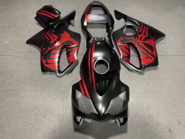 Teschio Nero Opaco & Rosso 2001-2003 Honda CBR600 F4i Carene Moto Teschio Nero Opaco & Rosso 2001-2003 Honda CBR600 F4i Carene Moto