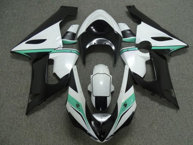 Verde Acqua Bianco & Nero 2005-2006 Kawasaki ZX6R Carene Moto