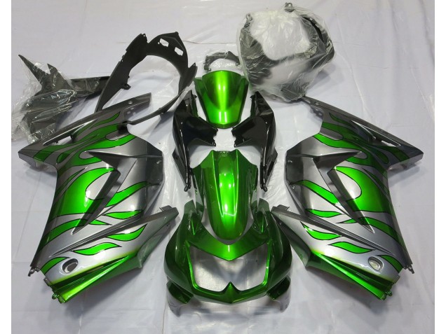 Verde & Argento Fiamma 2008-2012 Kawasaki Ninja 250 Carene Moto Verde & Argento Fiamma 2008-2012 Kawasaki Ninja 250 Carene Moto