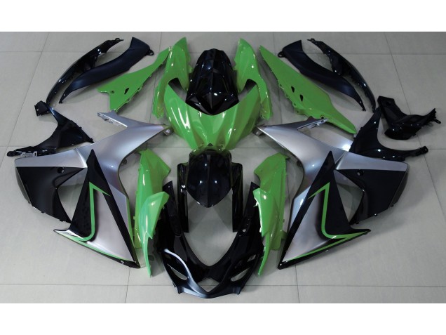 Verde Argento & Nero 2009-2016 Suzuki GSXR 1000 Carene Moto Verde Argento & Nero 2009-2016 Suzuki GSXR 1000 Carene Moto