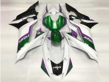 Verde & Bianco Lucido 2017-2021 Yamaha R6 Carene Moto