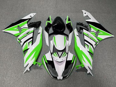 Verde Bianco & Nero Zag 2009-2012 Kawasaki ZX6R Carene Moto
