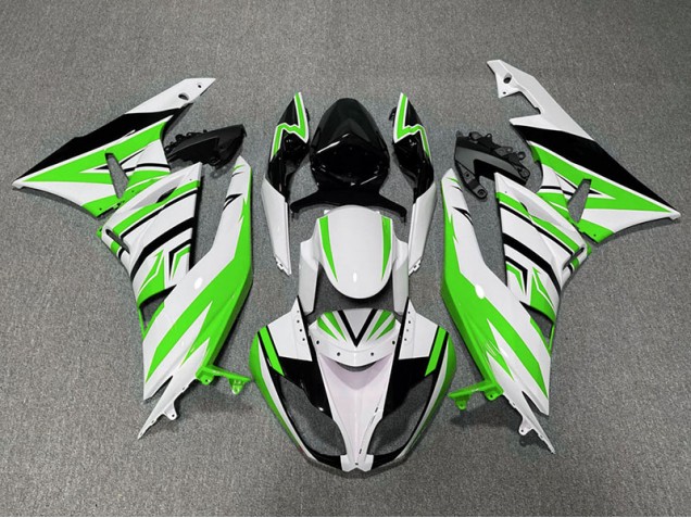 Verde Bianco & Nero Zag 2009-2012 Kawasaki ZX6R Carene Moto Verde Bianco & Nero Zag 2009-2012 Kawasaki ZX6R Carene Moto