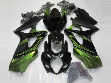 Verde Elettrico & Nero Lucido 2007-2008 Suzuki GSXR 1000 Carene Moto