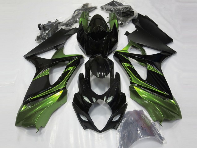 Verde Elettrico & Nero Lucido 2007-2008 Suzuki GSXR 1000 Carene Moto Verde Elettrico & Nero Lucido 2007-2008 Suzuki GSXR 1000 Carene Moto