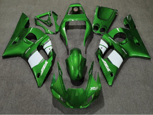 Verde Intenso & Bianco 1998-2002 Yamaha R6 Carene Moto Verde Intenso & Bianco 1998-2002 Yamaha R6 Carene Moto