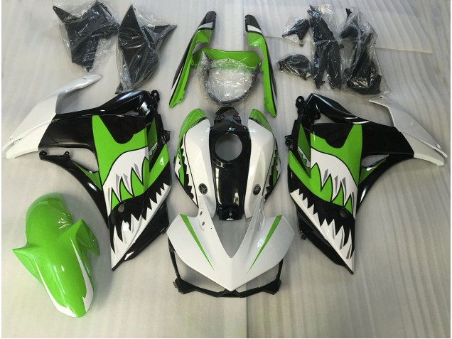 Verde Lime & Squalo Bianco 2015-2018 Yamaha R3 Carene Moto Verde Lime & Squalo Bianco 2015-2018 Yamaha R3 Carene Moto