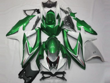 Verde Lucido & Bianco 2008-2010 Suzuki GSXR 600-750 Carene Moto