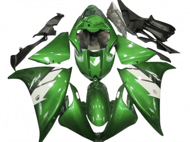 Verde Lucido & Bianco 2012-2014 Yamaha R1 Carene Moto Verde Lucido & Bianco 2012-2014 Yamaha R1 Carene Moto