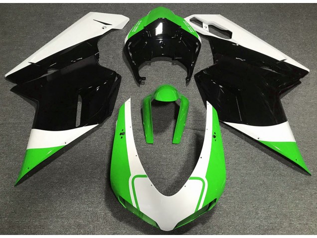 Verde Lucido Bianco & Nero 2007-2014 Ducati 848 1098 1198 Carene Moto Verde Lucido Bianco & Nero 2007-2014 Ducati 848 1098 1198 Carene Moto