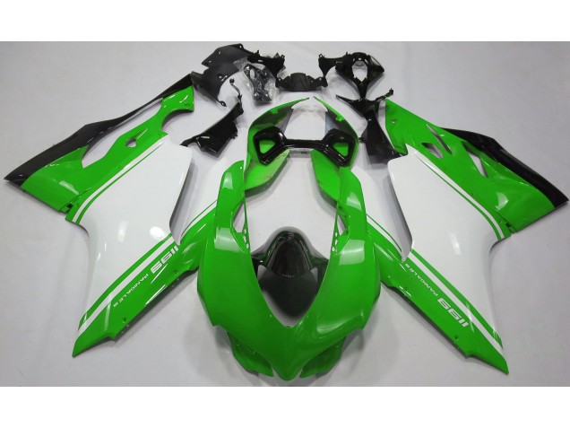 Verde Lucido Bianco & Nero 2011-2014 Ducati 1199 Carene Moto Verde Lucido Bianco & Nero 2011-2014 Ducati 1199 Carene Moto