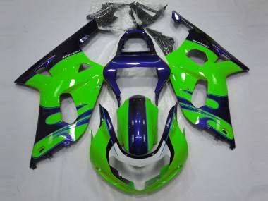 Verde Lucido & Blu 2001-2003 Suzuki GSXR 600-750 Carene Moto