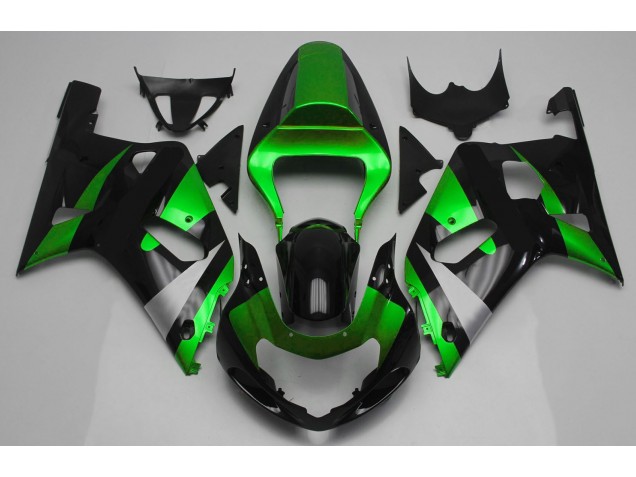 Verde Lucido & Nero 2001-2003 Suzuki GSXR 600-750 Carene Moto Verde Lucido & Nero 2001-2003 Suzuki GSXR 600-750 Carene Moto