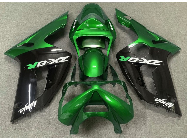 Verde Lucido & Nero 2003-2004 Kawasaki ZX6R Carene Moto Verde Lucido & Nero 2003-2004 Kawasaki ZX6R Carene Moto