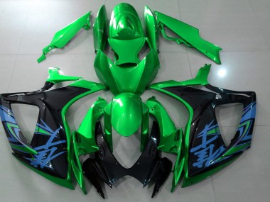 Verde Lucido & Nero 2006-2007 Suzuki GSXR 600-750 Carene Moto