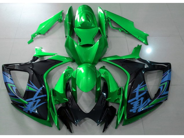Verde Lucido & Nero 2006-2007 Suzuki GSXR 600-750 Carene Moto Verde Lucido & Nero 2006-2007 Suzuki GSXR 600-750 Carene Moto
