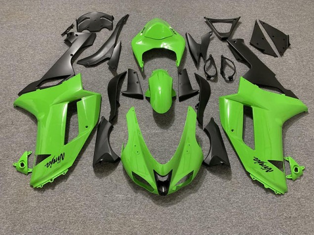 Verde Lucido & Nero Opaco 2007-2008 Kawasaki ZX6R Carene Moto Verde Lucido & Nero Opaco 2007-2008 Kawasaki ZX6R Carene Moto