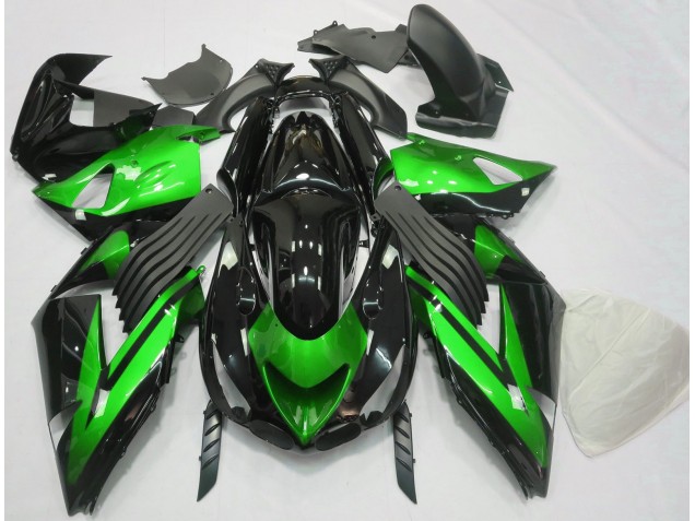 Verde Lucido & Nero Tinta Unita 2006-2011 Kawasaki ZX14R Carene Moto Verde Lucido & Nero Tinta Unita 2006-2011 Kawasaki ZX14R Carene Moto