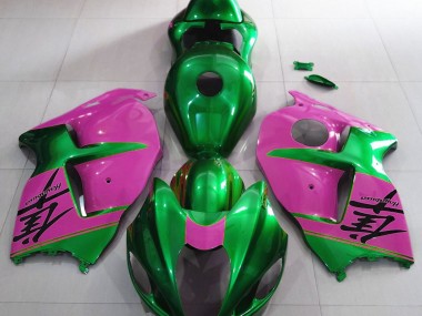 Verde Lucido & Rosa 1997-2007 Suzuki GSXR 1300 Carene Moto