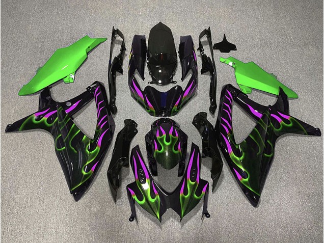 Verde & Magenta Fiamma 2008-2010 Suzuki GSXR 600-750 Carene Moto Verde & Magenta Fiamma 2008-2010 Suzuki GSXR 600-750 Carene Moto
