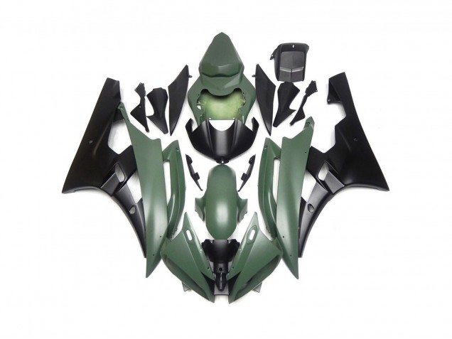 Verde Opaco & Nero Personalizzati 2006-2007 Yamaha R6 Carene Moto Verde Opaco & Nero Personalizzati 2006-2007 Yamaha R6 Carene Moto