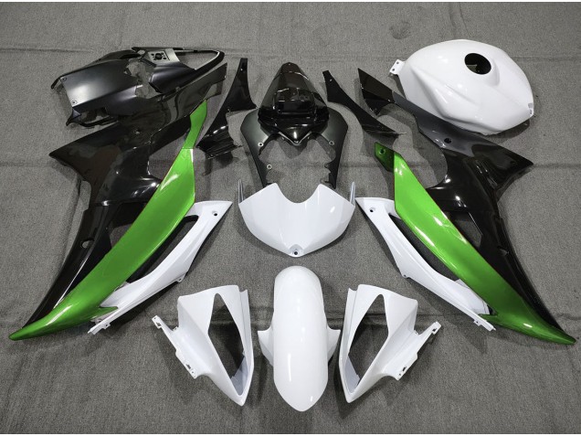 Verde Personalizzato In Bianco & Nero 2008-2016 Yamaha R6 Carene Moto Verde Personalizzato In Bianco & Nero 2008-2016 Yamaha R6 Carene Moto