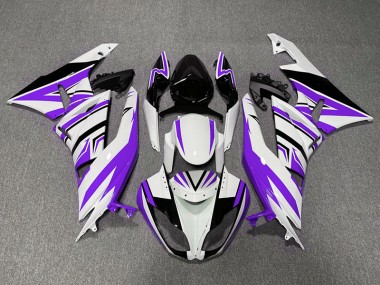 Viola Bianco & Nero Zag 2009-2012 Kawasaki ZX6R Carene Moto