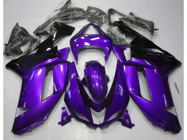 Viola Lucido & Nero 2007-2008 Kawasaki ZX6R Carene Moto Viola Lucido & Nero 2007-2008 Kawasaki ZX6R Carene Moto