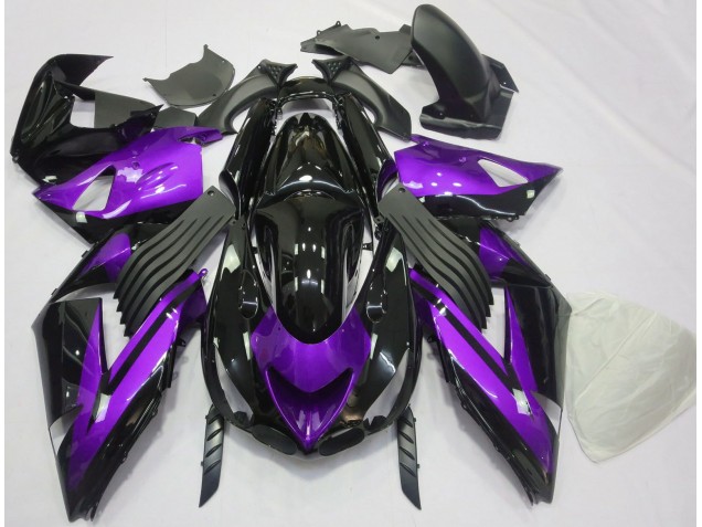 Viola Lucido & Tinta Unita Nera 2006-2011 Kawasaki ZX14R Carene Moto Viola Lucido & Tinta Unita Nera 2006-2011 Kawasaki ZX14R Carene Moto