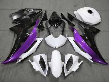 Viola Personalizzato In Bianco & Nero 2008-2016 Yamaha R6 Carene Moto