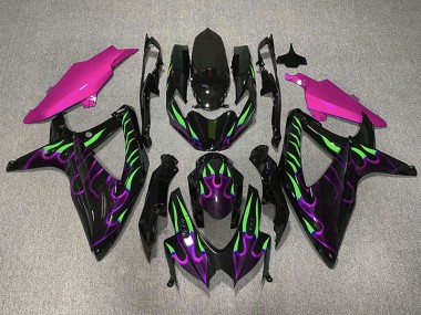 Viola & Verde Fiamma 2008-2010 Suzuki GSXR 600-750 Carene Moto